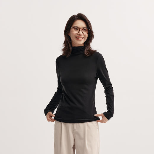 森马长袖T恤女冬半高领发热抑菌纯色修身上衣显瘦百搭气质打底衫 商品图2