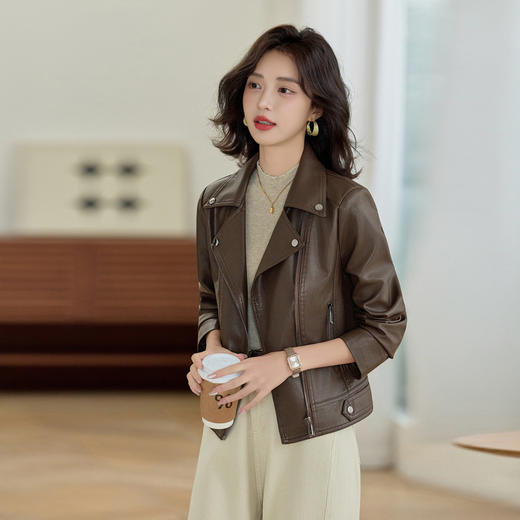 HR GSTX8068皮衣外套休闲PU皮机车夹克上衣 商品图0