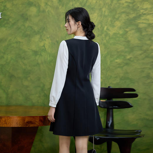 奢姿大码女装2025秋季时尚学院风拼接连衣裙胖妹妹气质减龄裙子9953870308 商品图3