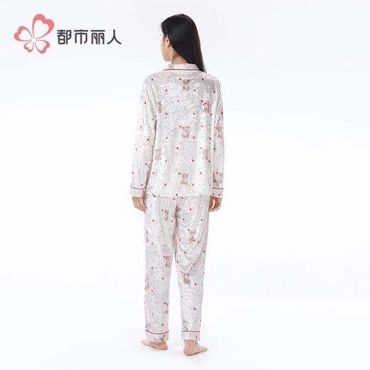 都市丽人睡衣女士丝绒印花睡衣女士家居服长袖长裤丝绒套装LHH1R2 商品图3