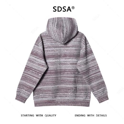 SDSA男士秋冬新款痞帅男装针织撞色条纹连帽卫衣百搭宽松套头上衣 商品图4