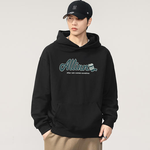【100%棉】【DQ】大依优型大码男装纯棉重磅卫衣全棉360G重磅连帽卫衣男宽松潮牌印花上衣 商品图1