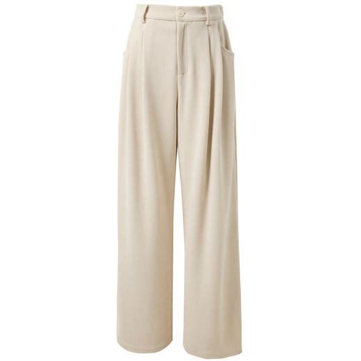 三彩2025冬季新款雪尼尔休闲裤高腰宽松阔腿裤长裤简约M 商品图4