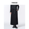 VIMAGE纬漫纪长款休闲百搭气质开叉黑色直筒半身裙2025秋季新款V2406110 商品缩略图5