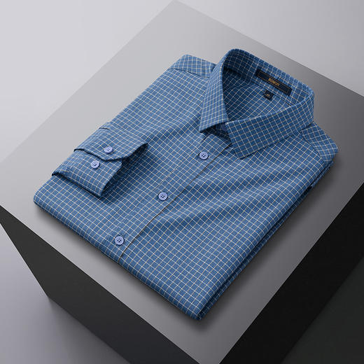罗蒙春秋长袖格子衬衫男士亲肤柔软商务风气质上班通勤男士衬衣 商品图9