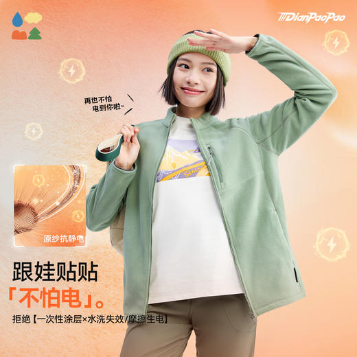 【成人立领薄抓绒外套】森林棠25新款男女款"电跑跑"系列抗静电修身百搭轻量保暖外套 商品图3