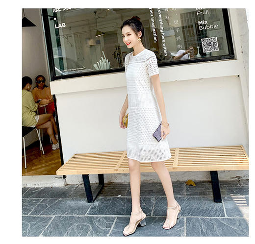 OLrain欧芮儿夏日度假风白色连衣裙轻盈透气仙女裙 商品图1