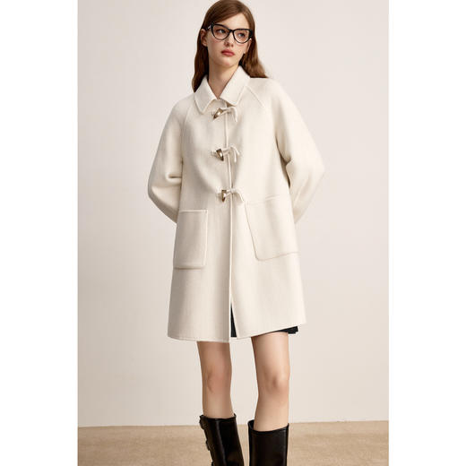 【商场同款】诗凡黎翻领牛角扣大衣2024冬新款学院外套3FA370291R 商品图2