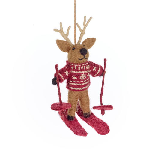 北京仓｜Felt So Good-Blitzen the Skiing Reindeer-滑雪麋鹿 布利岑 羊毛毡 挂件［英国设计师］ 商品图0