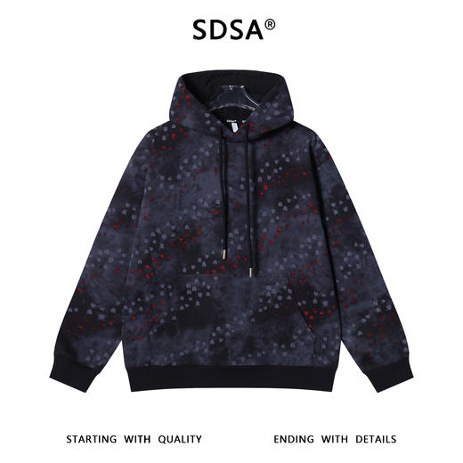 WY1050SDSA男士秋冬新款痞帅男装时尚扎染满印爱心印花抽绳连帽卫衣百搭 商品图1