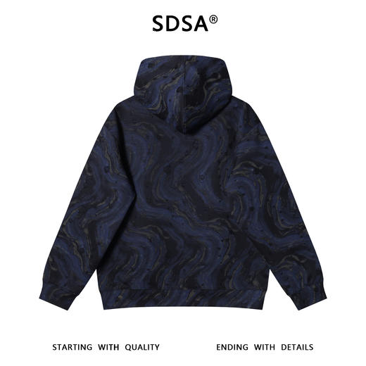 WY1138SDSA男士秋冬新款痞帅男装撞色水波纹破洞连帽卫衣百搭舒适上衣 商品图5