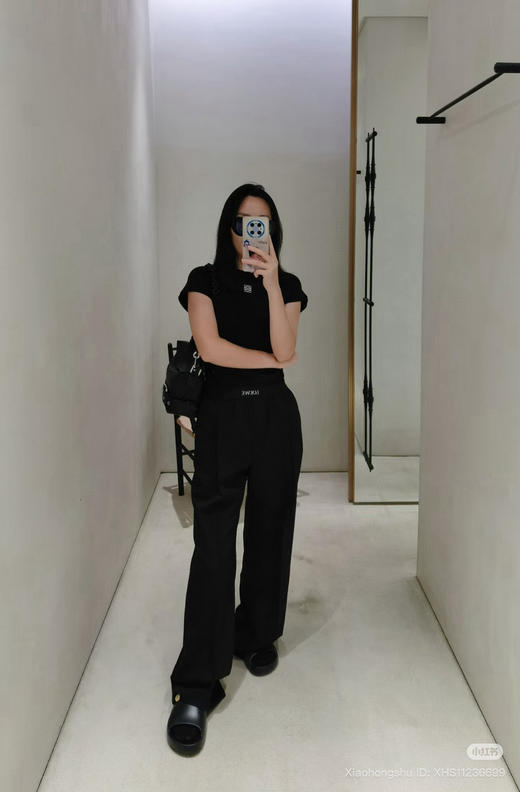 93-4 夸张现腿长 lew精纺羊毛 松紧织带长裤 褶皱腰头 我穿M 商品图0