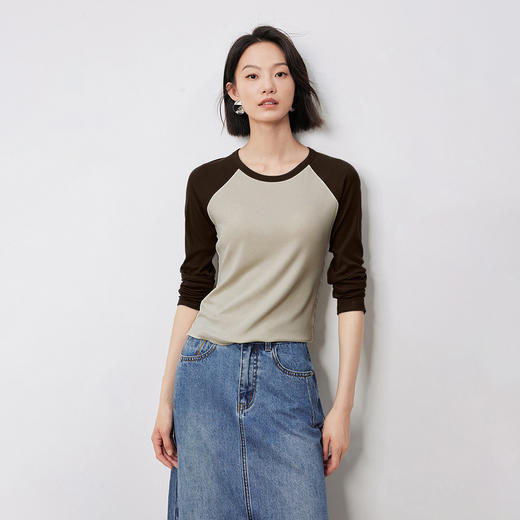 【3-5天发】天丝羊毛云复古插肩袖打底衫 商品图4