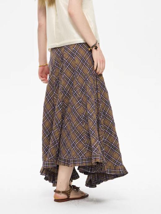 local tag/It25ssk58/路边咖啡馆卡其色格纹裙 商品图4