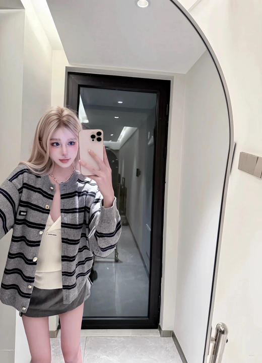 缪缪 25早秋新款条纹开衫 订织订染美利奴进口面料（TM） 商品图1