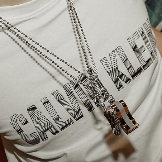 FQQKJJCMP000600 卡尔文克雷恩Calvin Klein (品牌直发)ck项链男女情侣款街头潮酷时尚银色项链饰品礼物 商品图1