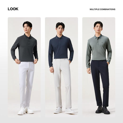 【含羊毛/不变形领】柒牌Polo衫长袖男士秋冬新款商务休闲T恤男装129T70580 商品图2