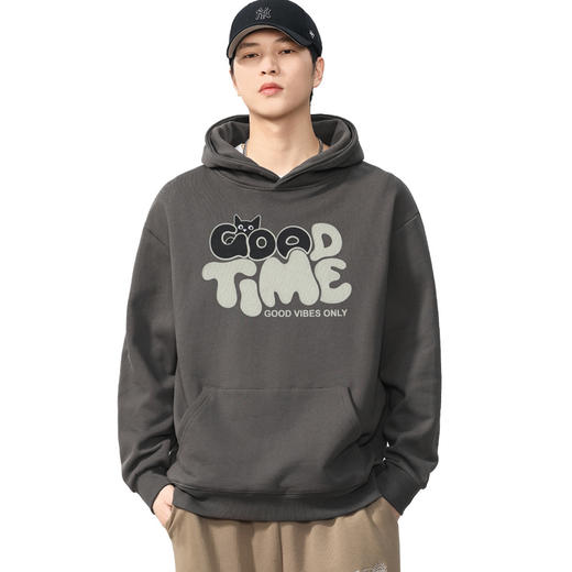 【100%棉】【DQ】大依优型大码男装纯棉重磅卫衣全棉360G重磅连帽卫衣男宽松潮牌印花上衣 商品图4