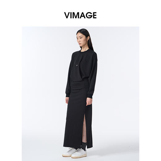 VIMAGE纬漫纪摩登时尚设计感收腰显瘦连衣裙V2407107 商品图3