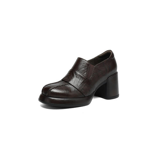 OLD A1352英伦风厚底小皮鞋真皮粗跟乐福鞋高跟懒人鞋 商品图4