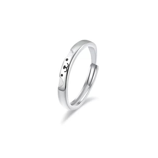 【999足银】 卡蒂罗KADER 萌趣猫狗贴贴 可爱猫耳闪锆生动立体软萌俏皮设计素圈开口可调节一对 可爱万岁恋爱频率 戒指 男女同款情侣款 商品图4