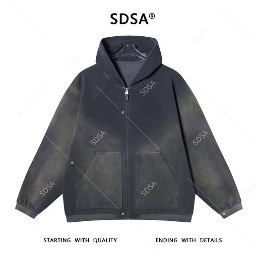 SDSA男士秋冬新款痞帅男装潮牌扎染晕染拉链连帽卫衣外套时尚高街 商品图1