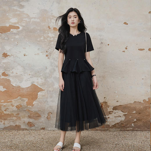 奢姿大码女装2025秋季时尚减龄网纱半身裙胖妹妹气质优雅百搭裙子9953453603B 商品图2