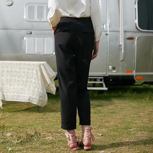 2018夏装收腰直筒裤女百搭黑色休闲裤女九分裤子 商品图1