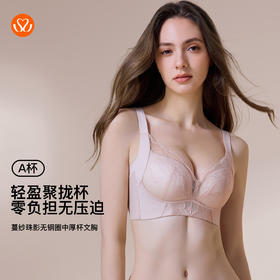 【6.9折限时优惠】【A杯单件】【秀黛】蔓纱珠影无钢圈中厚杯文胸【四排扣】MS119034A【门店同款】