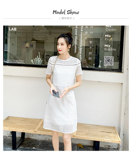 OLrain欧芮儿夏日度假风白色连衣裙轻盈透气仙女裙 商品图4