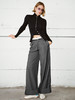 TR她热 都市丽人 灰白撞色拼接翻边通勤百搭西装阔腿裤 商品缩略图2