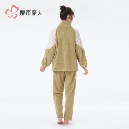 都市丽人睡衣男女可穿双面法兰绒睡衣家居服长袖长裤套装LHH1P4 商品图3