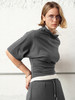 TR她热 随性优雅 灰色弹力百搭小高领斜肩T恤抽绳直筒半裙套装 商品缩略图4