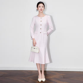 「高货wl」全新升级【铂金会员330/天猫439/差价109】(02919)洛诗琳新款优雅小香风连衣裙2025秋季法式收腰显瘦鱼尾裙