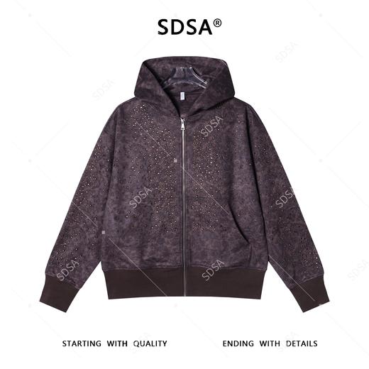 WT211SDSA男士秋冬新款痞帅男装潮流印花烫钻拉链开衫连帽卫衣百搭宽松 商品图1