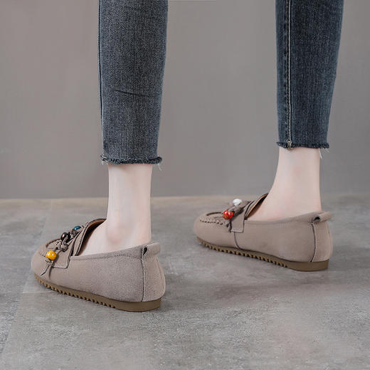 YR2757真皮复古软底舒适乐福鞋女款春秋季新款轻便牛皮时尚百搭豆豆鞋子 商品图3
