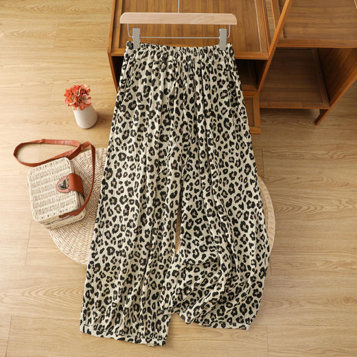 GYH 881豹纹印花松紧腰棉纱阔腿休闲裤灯笼裤 商品图1