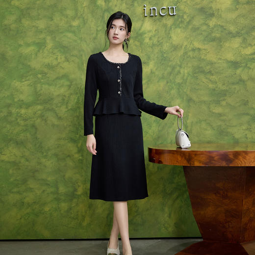 奢姿大码女装2025秋季减龄荷叶边假两件拼接连衣裙胖妹妹时尚裙子9953894246 商品图1