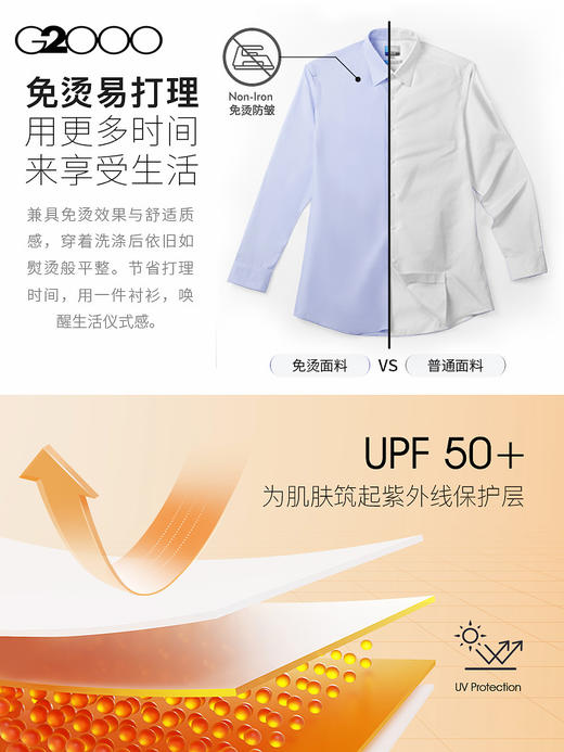 G2000【防紫外线/免烫/防透视/商场新款】男装FW25通勤长袖衬衫56129012 商品图3