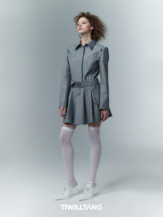 TIWILLTANG启世录“烟色玫瑰”拉链分割连衣裙女春季长袖衬衫裙 商品图4