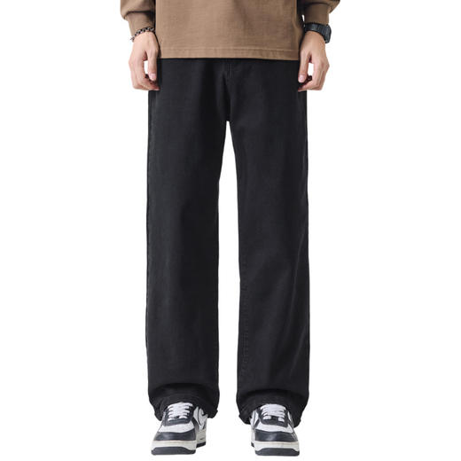 【DQ】大依优型大码男士牛仔裤阔腿直筒裤遮肉显瘦潮流秋冬新款时尚休闲弹力阔腿直筒长裤耐磨水洗300斤 商品图4