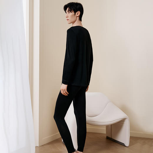 金三塔桑蚕丝羊毛简约打底衫打底裤男宽松舒适保暖内衣秋衣秋裤男 NZMFD720+NZMFD901 商品图3