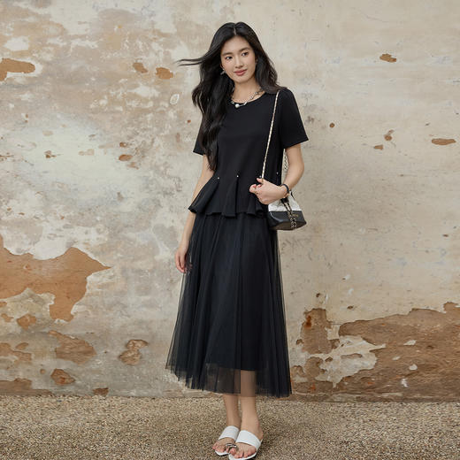 奢姿大码女装2025秋季时尚减龄网纱半身裙胖妹妹气质优雅百搭裙子9953453603B 商品图4