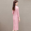 QYM 615C9911-Y蕾丝连衣裙气质优雅长袖A字裙 商品缩略图2