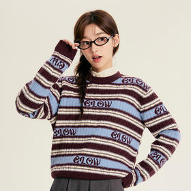 笛莎Deesha青少年女童毛衣2025冬季女童字母条纹合体毛衣