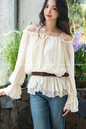 【门店同款】ENJOY秋季“谧色花颂”浪漫花瓣上衣 165643071