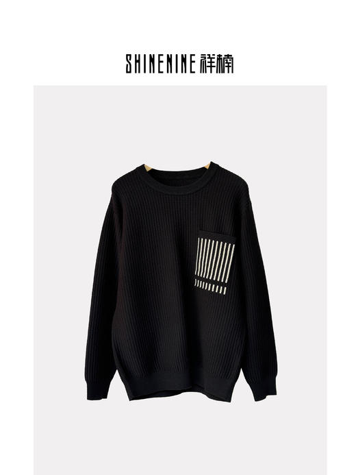 431443221竖纹口袋针织衫 商品图0