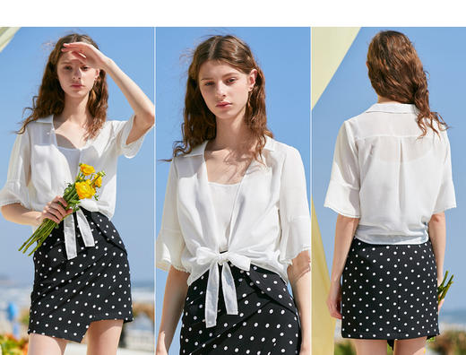 OLrain欧芮儿度假必备米白开衫上衣柔软透气百搭显瘦 商品图2