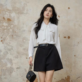 奢姿大码女装2025秋季时尚蝴蝶结飘带衬衫胖妹妹气质花边装饰上衣9953270266