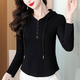 KQL 355H8300连帽正肩长袖T恤修身显瘦休闲上衣